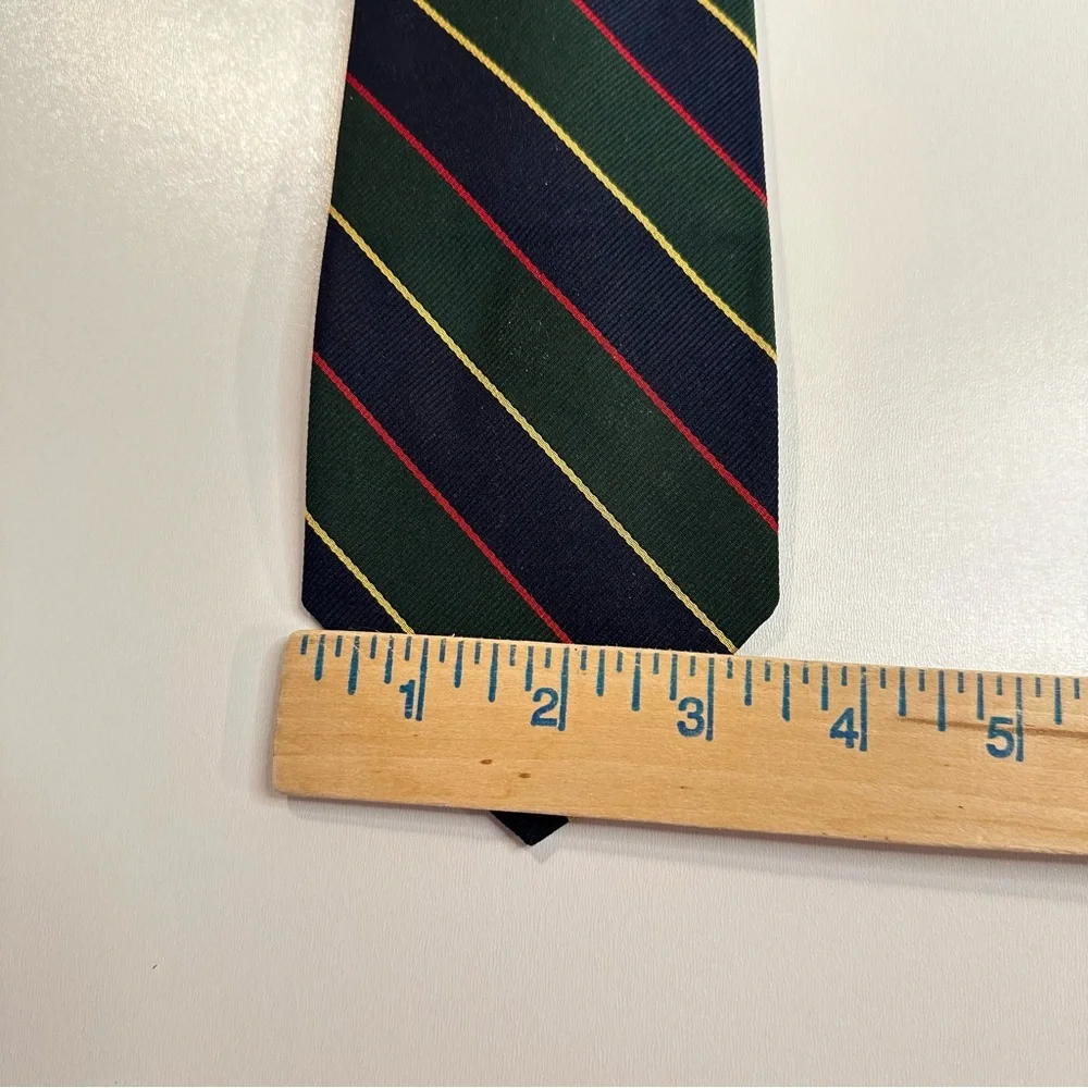 Vintage Robert Talbott Silk Tie Dark Green Blue Diagonal Stripe Fall Festive 56”